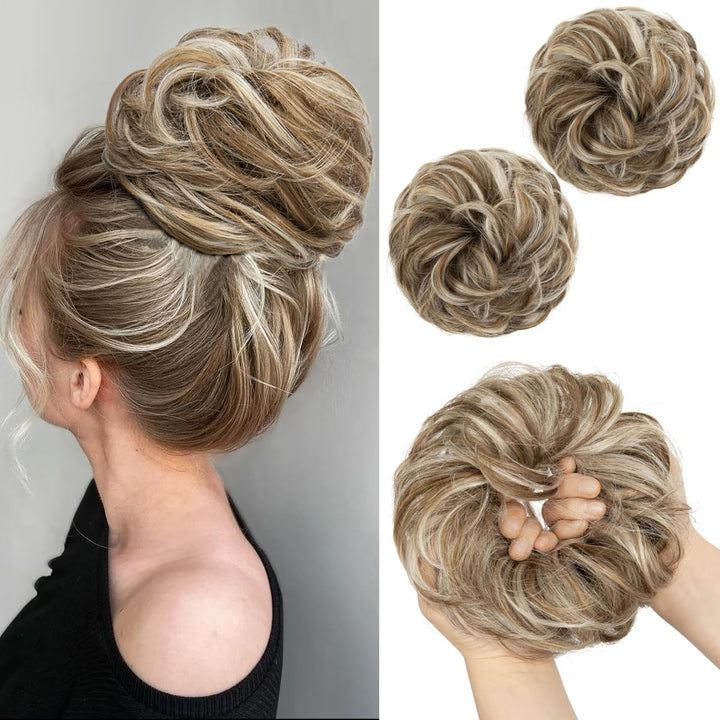 Messy Bun Hair Piece for Womens Synthetic Scrunchies Buns Extension Hairpieces Updo Pony Tail Dirty Blonde