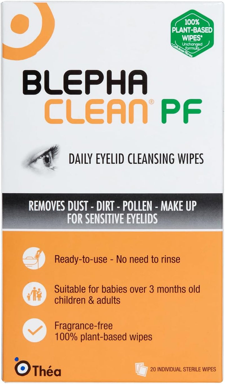 PF Daily Eyelid Cleansing Wipes - Gentle, Sterile Wipes to Soothe & Cleanse, Suitable for Sensitive Eyelids |Plastic-Free |Suitable for Babies (3+Months), Children, Adults|6 PACK|120 Wipes