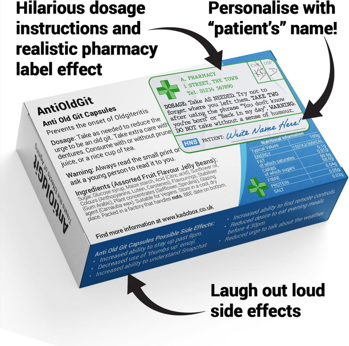 Antioldgit - Joke Pill Box - Funny Gifts for Men, Gifts for Dad, Birthday and Retirement Gifts for Men, Gifts for Grandad, Dad Birthday Gift