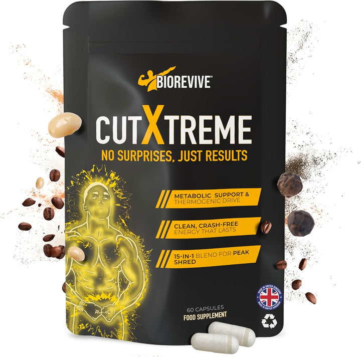 Cut Xtreme Thermogenic Fat Burner – New Formula Vegan 780Mg Capsules with L-Carnitine, Green Tea, B Vitamins & Caffeine for Energy, Focus & Metabolism Support, Pre-Workout Supplement