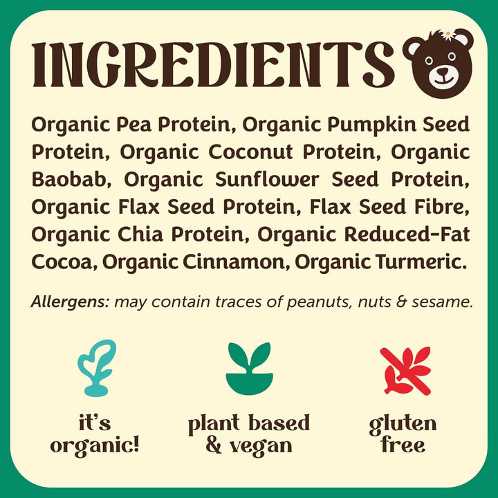Unflavoured Organic Vegan Protein Powder Blend (1Kg - 57 Servings) Plain & Unsweetened, Organic Plant Based Protein, Dairy Free, Gluten Free, Lactose Free, Pea, Plant Protein Powder