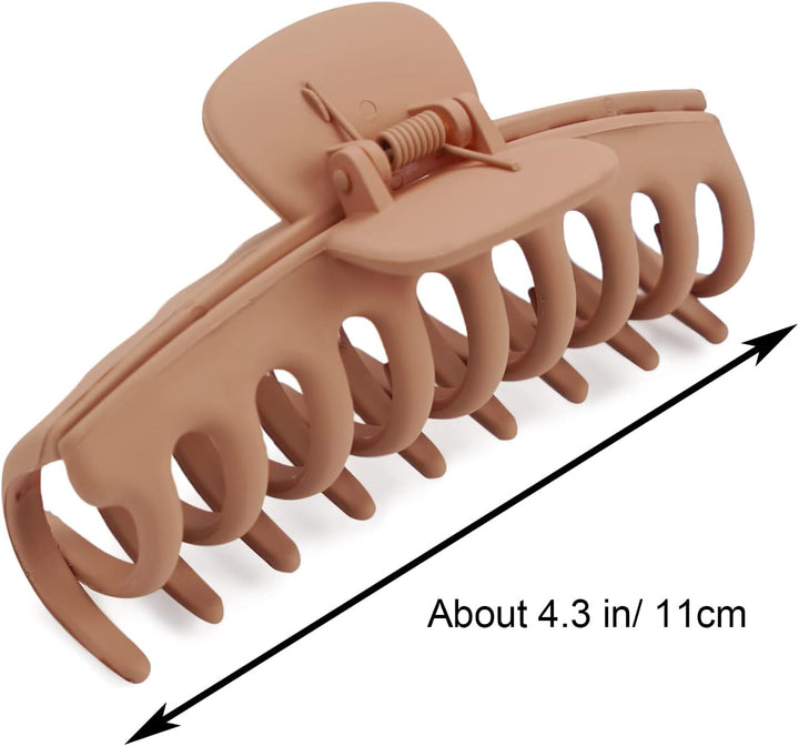4 Pcs Hair Claw Clips Hair Clips for Women and Girls Thick Hair - Natural Colors Lightweight Non-Slip with Comb Teeth Strong Hold Large Size 4.3 Inch