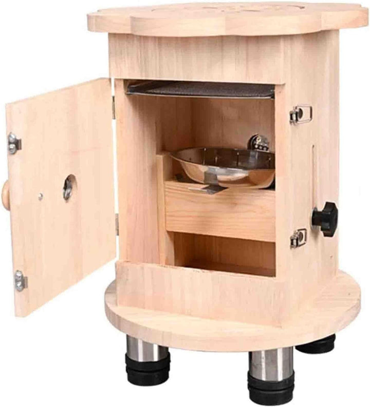 Smokeless Moxibustion Sit Chair, Heavy Duty Wooden Heating Moxibustion Stool, Adjustable Temperature, Load 150Kg / 330Lbs(S)