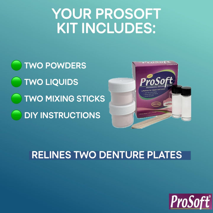 Prosoft Denture Reliner - 2 Denture Plates Relines