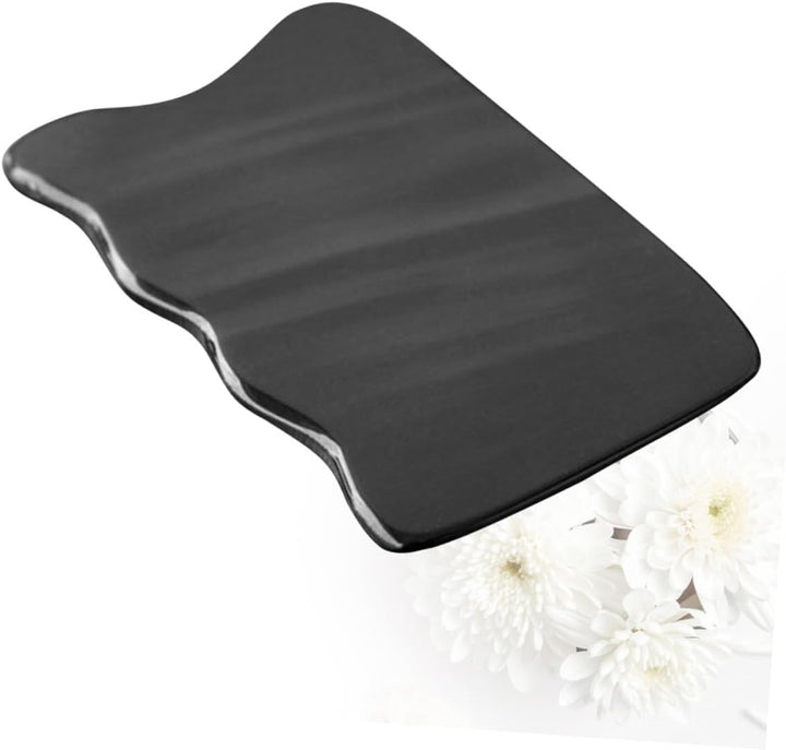 Natural Horn Gua Sha Scraping Board Massager for Face Neck Back Smooth Cattle Horn Massage Tool for Skin Comfort and Muscle Relief Easy to Hold Black Wave-Shape Scrapping Plate
