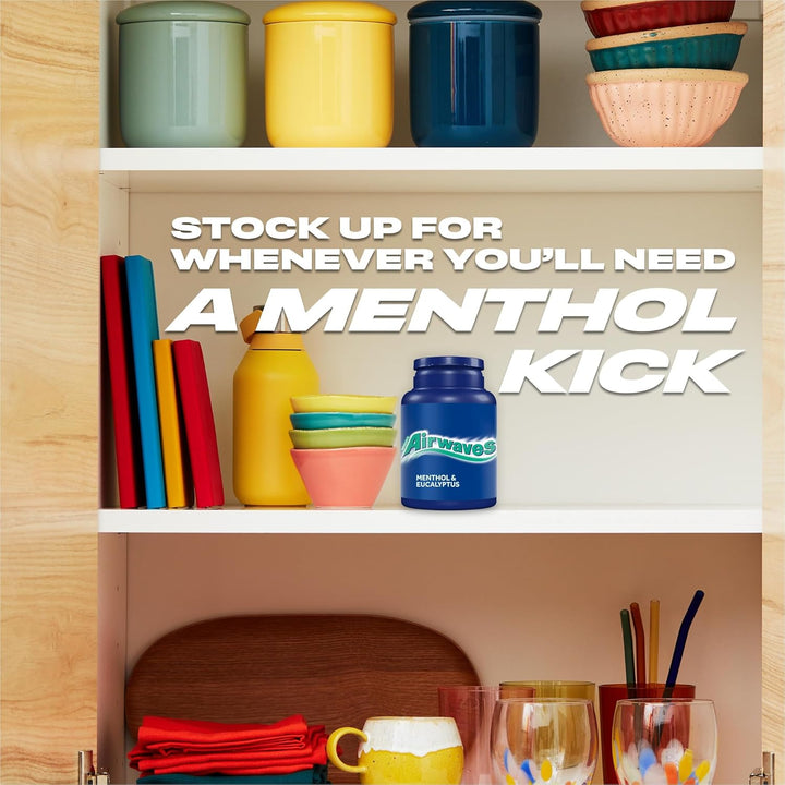 Chewing Gum Menthol & Eucalyptus, 46 Pieces, Sugar Free Chewing Gum Bottle with Menthol Freshness