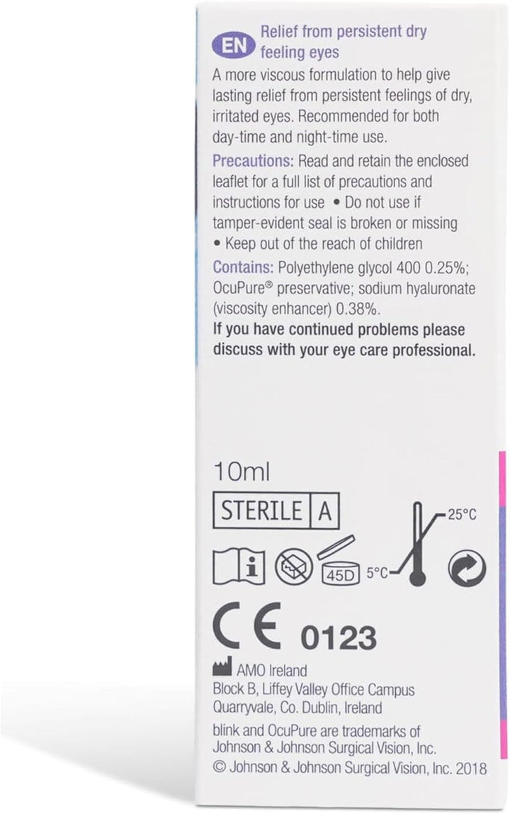 Intensive plus Liquid Gel Eye Drops - Relief from Dry Eyes - Instant & Long-Lasting Lubricating Eye Drops with Hyaluronic Acid, Suitable for Use with Contact Lenses, 10 Ml