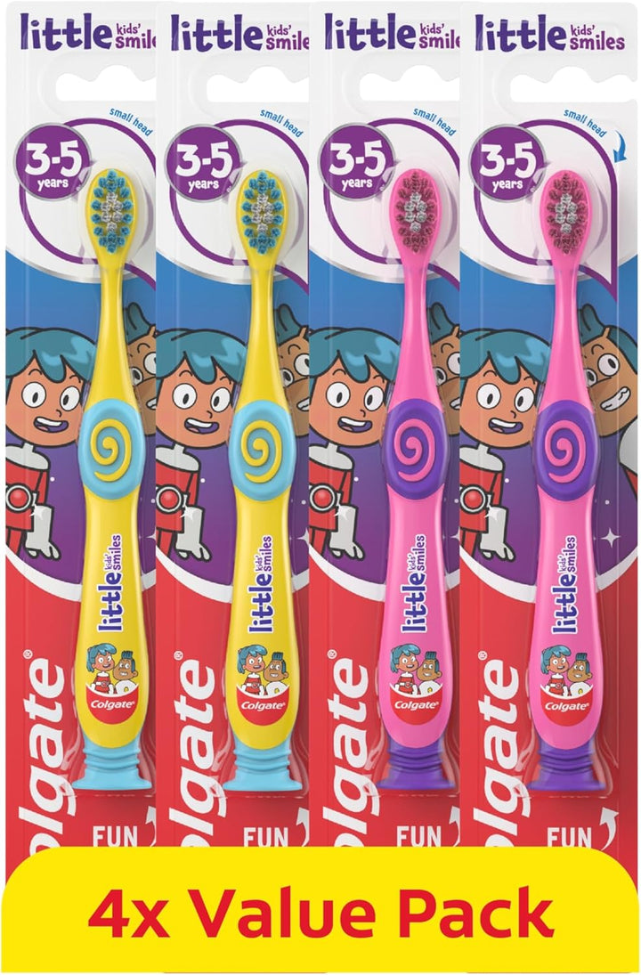 Kids Toothbrushes Multipack 3+ Years – Extra-Soft Bristles for a Gentle Clean – Non-Slip Handles for Little Hands – Colour-Indicator Bristles to Guide Toothpaste Application