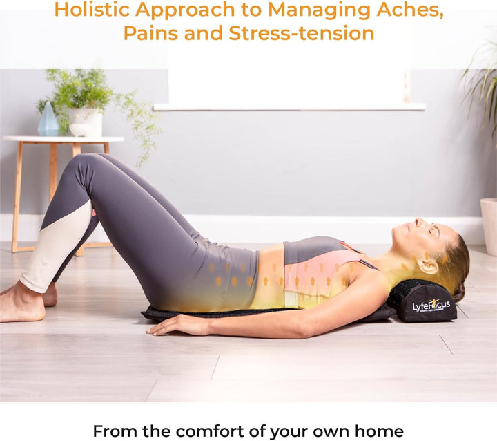 Acupressure Mat & Pillow Set with Travel Bag - Cushioned Spike Acupuncture Massage Mat for Back, Neck & Shoulder Pain Relief - Easing Muscle Tension & Stress (Black & Black)