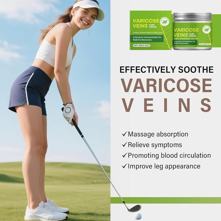 Vari/Cose Veins Cream for Legs - Vari/Cose Veins Leg Care Cream with Vitamin E & Aloe - Reduces Leg Discomfort - Fast-Absorbing, Non-Greasy - 60G