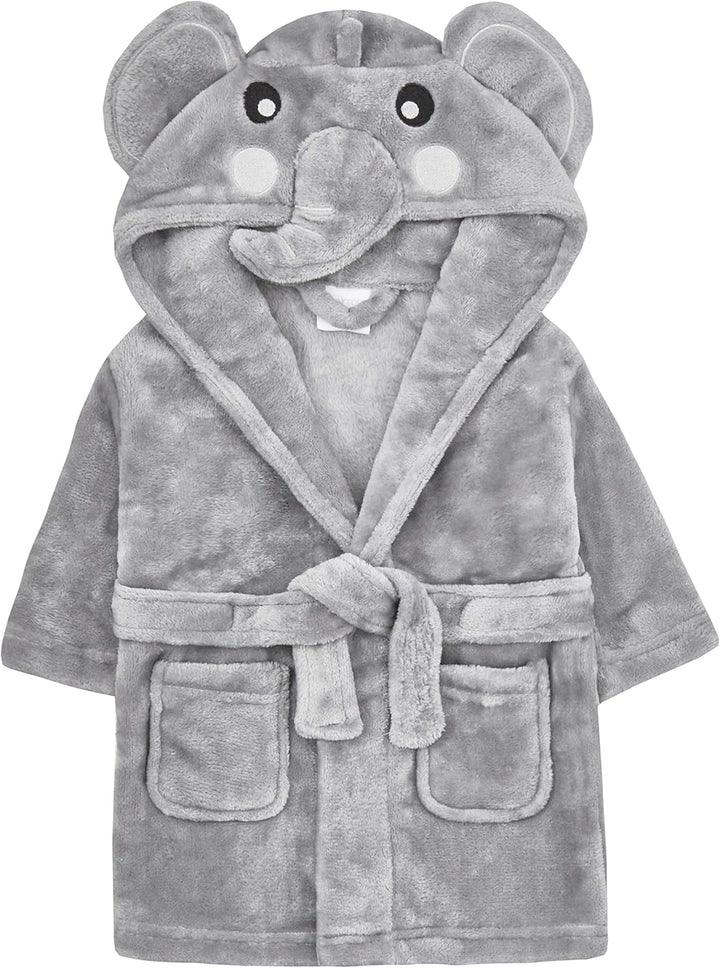 Baby Girls & Boys Animal Themed Plush Fleece Unisex Dressing Gown Robe