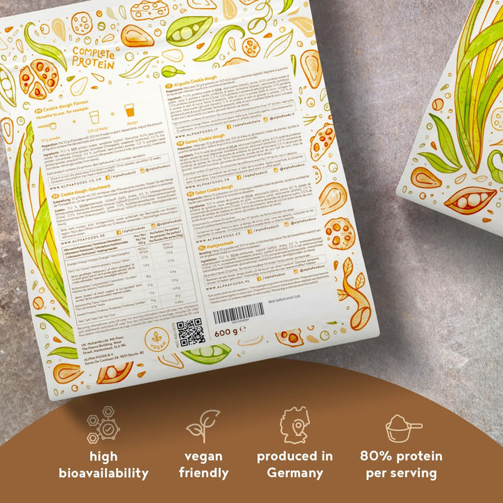 Vegan Protein Powder | Cookie Dough | 1.2Kg Plant Based Nutrition Shake | Low Calorie Pea Protein | 21G Protein per Serving | Contains 18 Amino Acids |