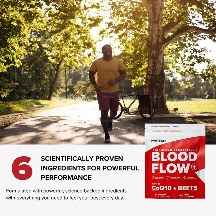 Blood Flow+ Nitric Oxide Booster Supplement – Beetroot, L-Citrulline, Pine Bark & Coq10 for Circulation, Heart Health & Blood Pressure Support – Beetroot Capsules for Energy & Stamina