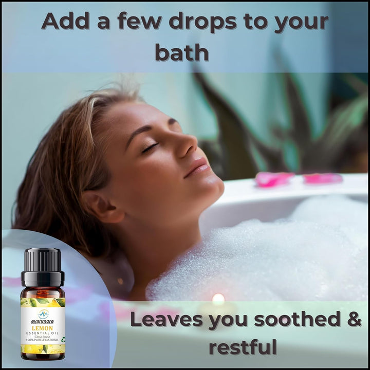 Lemon Essential Oil 10Ml 100% Pure Natural Undiluted Cruelty Free Oils for Diffuser Diffusers Burners Premium Quality Aromatherapy DIY Candle Making Vegan Essentials Citrus Limon (10Ml, Lemon)