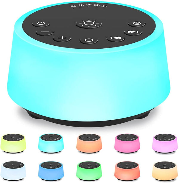 Sound Machines with 10 Colors Night Light 25 Soothing Sounds and Sleep White Noise Machine 32 Volume Levels 5 Timers Adjustable Brightness Memory Function for Adults Kids Baby (Black)