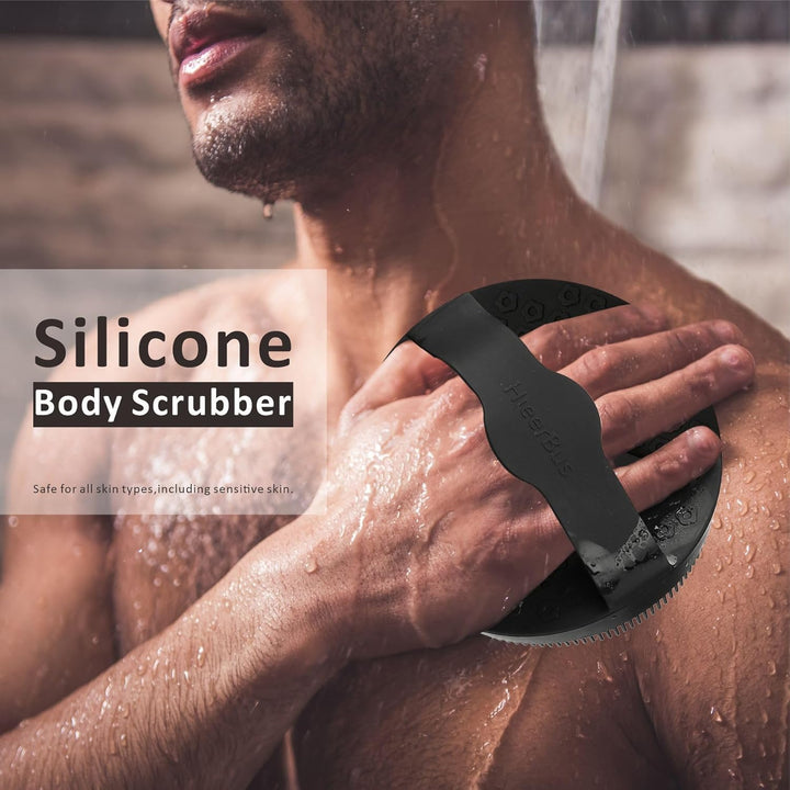 Silicone Body Scrubber, Gentle Exfoliating Body Scrubber in Shower Silicone Loofah with Easily Lather Bristles, Long Lasting, and More Hygienic than Traditional Shower Loofah,1 Pack, Black…