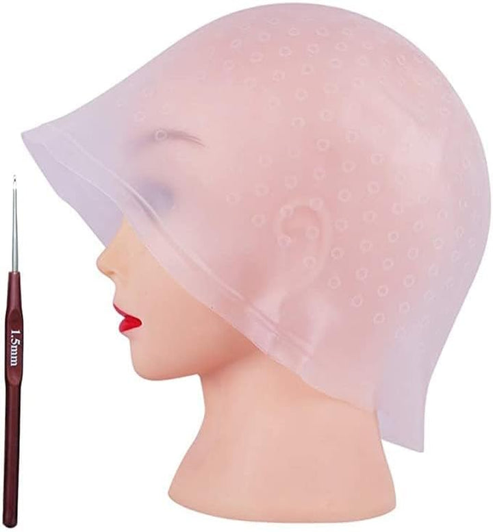 Highlight Caps with Coloring Hair Hook, Frosting Coloring Hat, Professional Salon Silicone Hairdressing Tools