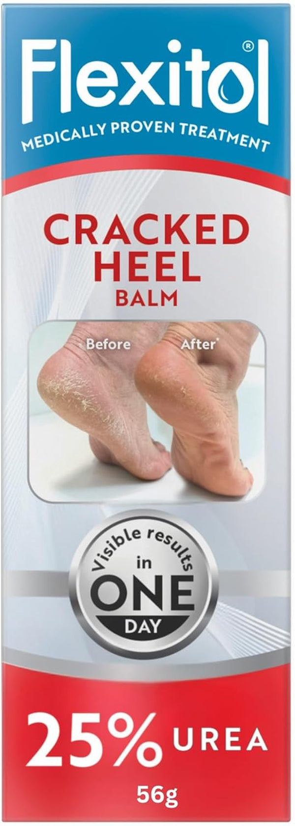 Cracked Heel Balm, Visible Results in 1 Day, for Extremely Dry Feet & Cracked Heels, Removes Hard Skin, 25% Urea, Medically Proven Foot Cream, Suitable for Diabetics, 1 X 56G