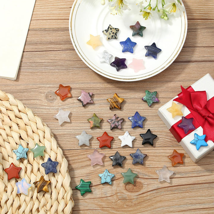 20 Pcs Crystals and Gemstones Star Healing Crystals Set Reiki Chakra Protection Polished Stones Meditation Energy Balancing Crystal