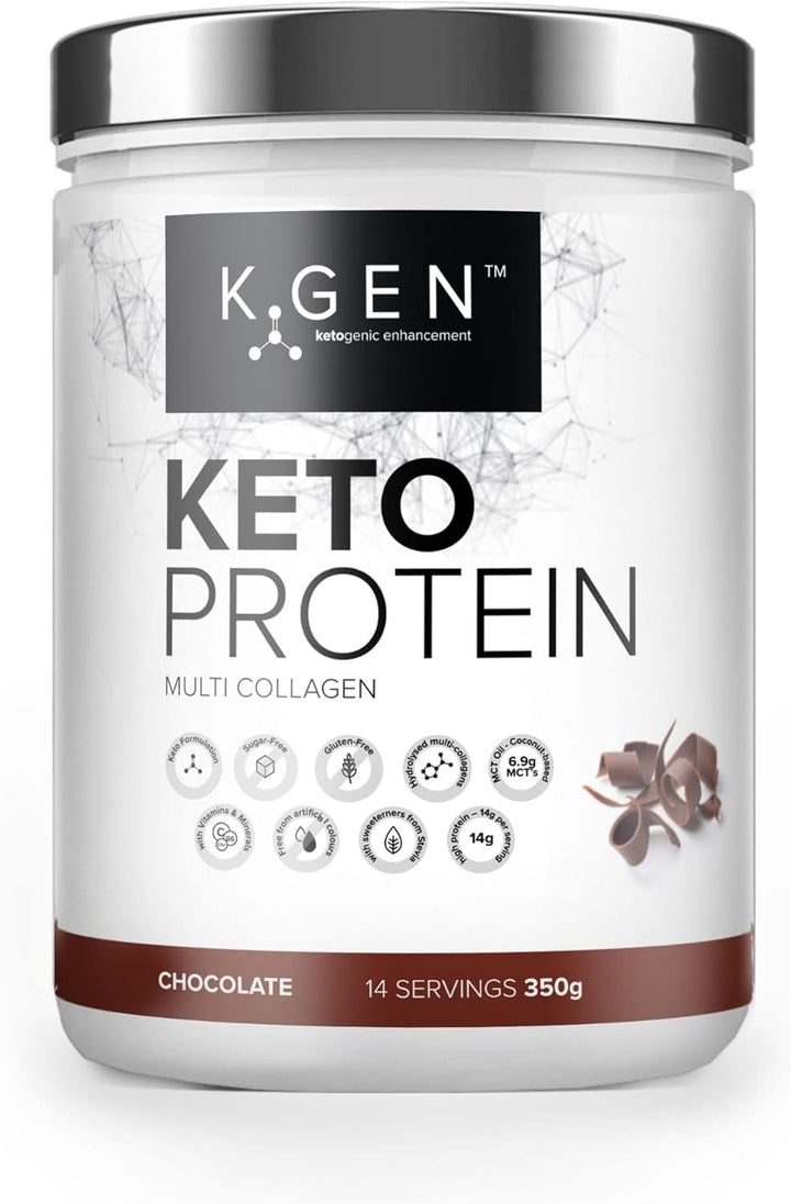 K-GEN™ Keto Collagen Protein Powder Advanced Salted Caramel Powder with Multi Collagen Blend, Coconut MCT, Vitamin C + B6 Stevia | UK Made for Keto, Paleo & Primal | Free-From: Sugar & Gluten