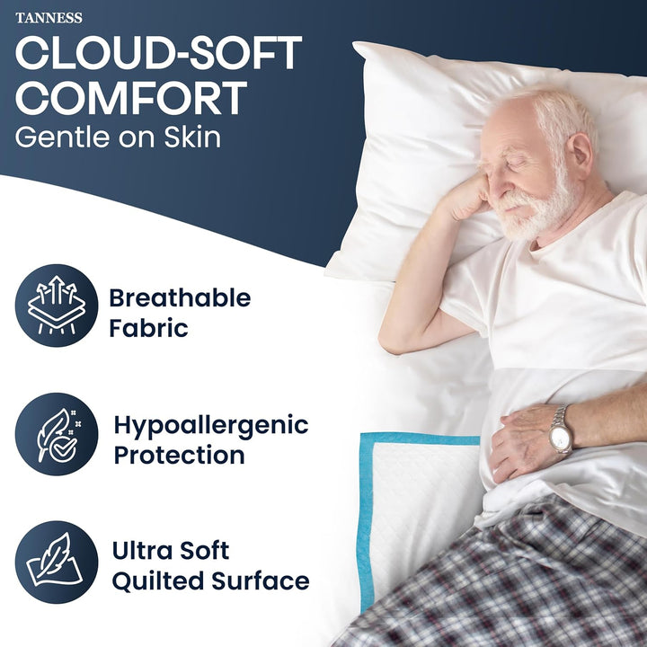 50 X Disposable Incontinence Bed Pads - 90X60Cm Incontinence Pads Women and Men - Waterproof Sheet, Bed Wetting Mats - Disposable Changing Mats Baby