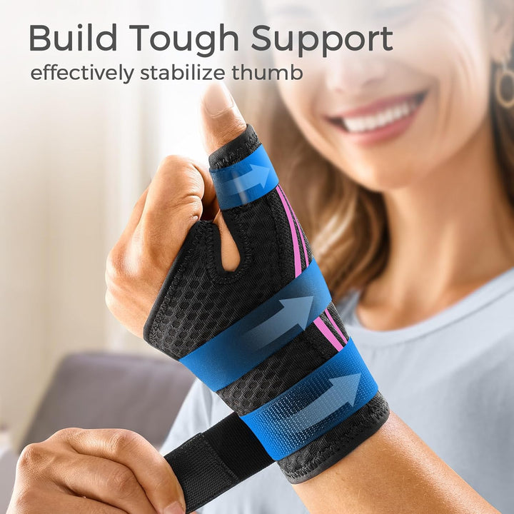 Ergonomical Thumb Support for Arthritis, Breathable and Soft Thumb Splint, Right Hand or Left Hand Thumb Brace for Trigger Thumb,Tendonitis,Sprain.Fit Both Women and Men(S/M Pink/Black)