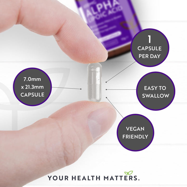 Alpha Lipoic Acid 650Mg – 120 High Strength ALA Vegan Friendly Capsules – 4 Month Supply – Alpha-Lipoic Acid – No Synthetic Binders or Fillers – Made in the UK by