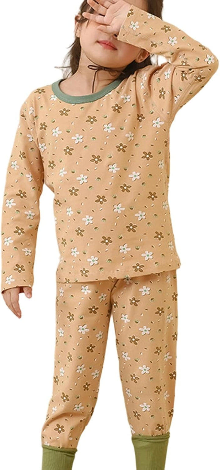 Soft and Cozy Girls Thermal Underwear Long Sleeve Top Pants Loungewear for Toddlers Kids