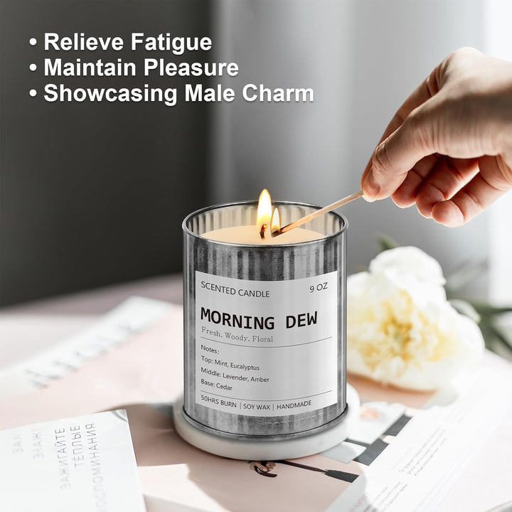 Scented Candles for Men Eucalyptus & Mint Scent Soy Wax Men Candles for Home Scented Father'S Day Gift Christmas Valentine Birthday (9Oz 40Hour Burn)
