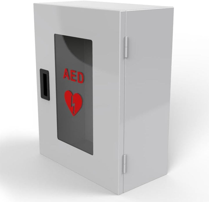 Universal Defibrillator Cabinet with No Alarm - AED Cabinet Wall-Mounted - Outdoor or Indoor Wall Fixed AED Storage - First Aid - Mounted Aed-Defibrillator Enclosure - Public Access Box - No Key Lock
