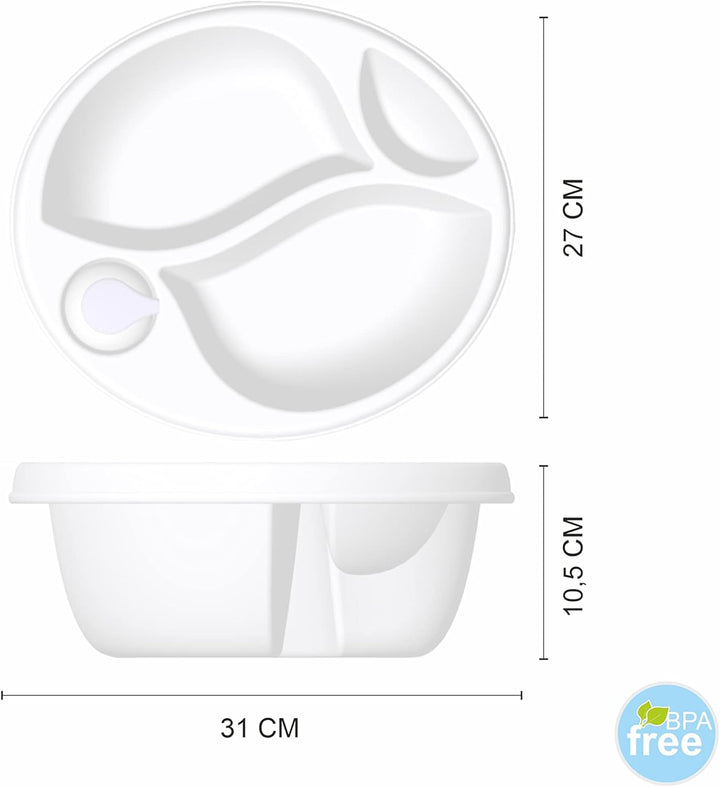 Baby Washing Bowl for Changing Table, 3 Chambers, with Practical Accessories, for Easy Baby Washing from 0 Months, White, Oval, Brand: