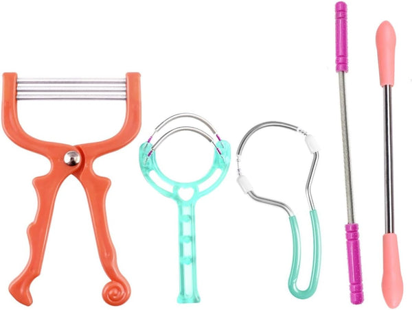 5X Facial Hair Remover Tool for Women and Men, Spring Threading Tool for Face Hair/Upper Lip Hair/Eyebrows, Spring Facial Epilator, Manual Ladies Facial Fluff Remover