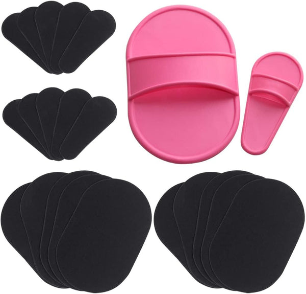 Exfoliating Hair Removal Pads (Large X10, Small X10) - Buffer Pad Holders X2 - Smooth Skin on Legs, Arms & Body