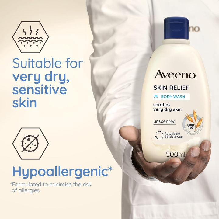 Skin Relief Moisturising Body Wash (1X 500Ml), Gentle Cleansing Wash with Soothing Triple Oat Complex, Soap-Free, Unscented for Sensitive and Very Dry Skin