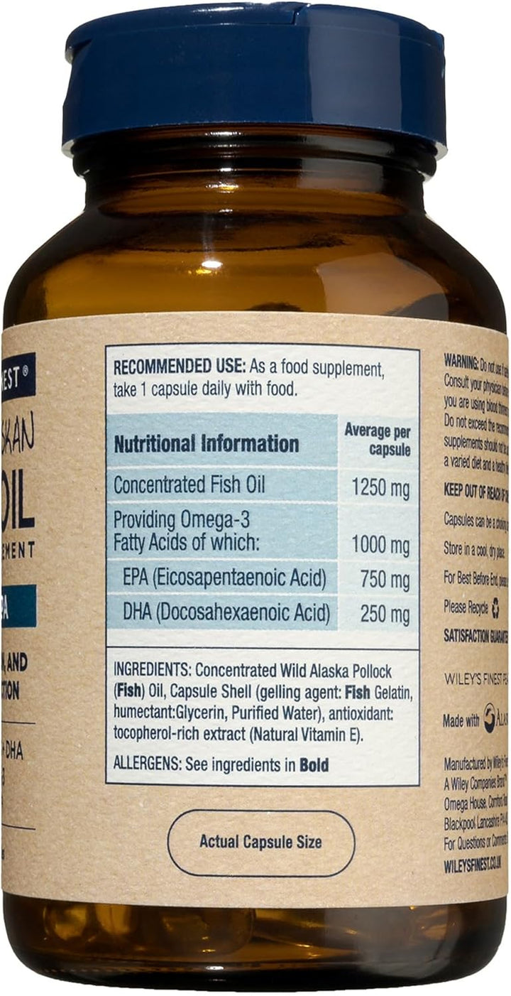 Wild Alaskan Fish Oil Peak EPA - Triple Strength Peak EPA and DHA - 1000Mg Omega-3S, Sqf-Certified - 60 Softgels (60 Servings)