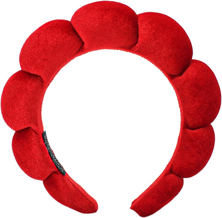 Puffy Makeup Headband Spa Headbands for Women Sponge & Terry Towel Cloth Fabric Cute Skincare Headband for Face Washing, Makeup Removal, Shower, Facial Mask (Pink)