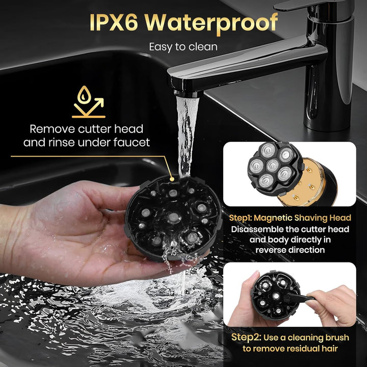 Head Shavers for Bald Men, Electric Shavers Razor, Rechargeable Bald Head Razor, Magnetic 6D Rotary Shaver, Waterproof Face Beard Trimmer Mens Grooming Kit, Gifts for Men