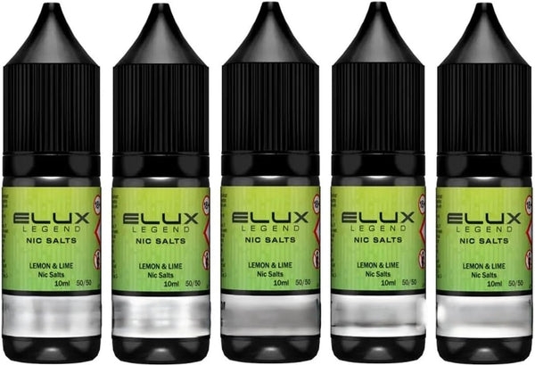 ELUX Legend Nicsalt | 2 0Mg | 5 X 10 M L | No Nicotine | Clean Puffs | Aromatic Clouds | Smooth Inhale | Pack of 5 (Size - 20) (Lemon and Lime)