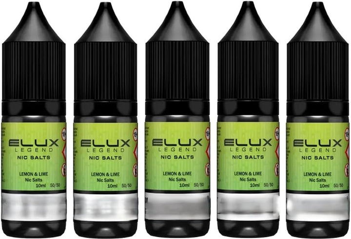 ELUX Legend Nicsalt | 2 0Mg | 5 X 10 M L | No Nicotine | Clean Puffs | Aromatic Clouds | Smooth Inhale | Pack of 5 (Size - 20) (Lemon and Lime)