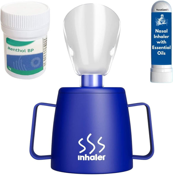 UK Steam Inhaler Cup with Powerful Menthol Crystals and Nasal Stick | the Personal Steam Inhaler Provides Relief from Flu, Colds, Blocked Nose and Cough | Suitable for Adults and Kids