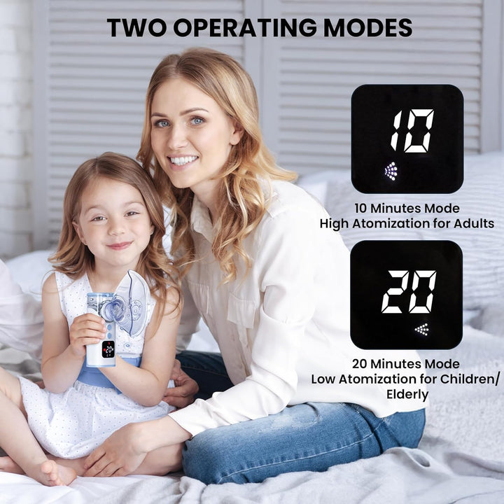 Nebuliser Machine for Adults & Kids, Portable Nebuliser for Adults Sinus Inhaler with Digital Display, Timed and Automatic Cleaning Functions Suit for Home & Travel -Blue