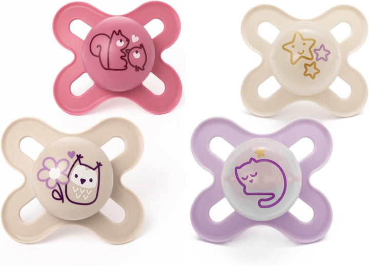 Original Start Soothers | 0-2 Months | 2 Pack | Newborn Dummies | Comes in Dummy Steriliser Case | Sustainable Materials | Baby Accessories for Newborn | Cream (Various Designs)