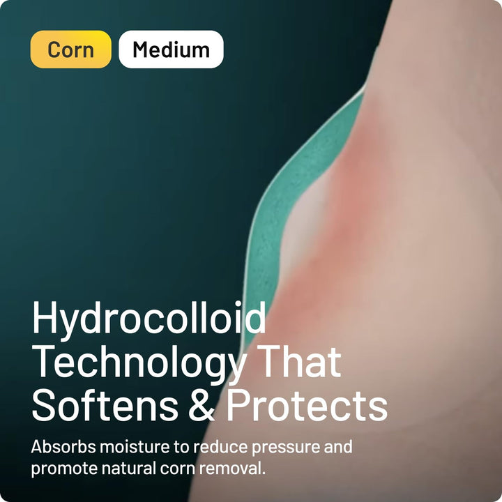 Corn Medium Size Plasters, 10 Hydrocolloid Plasters, Foot Care, Fast Natural Corn Removal, Pain and Pressure Relief
