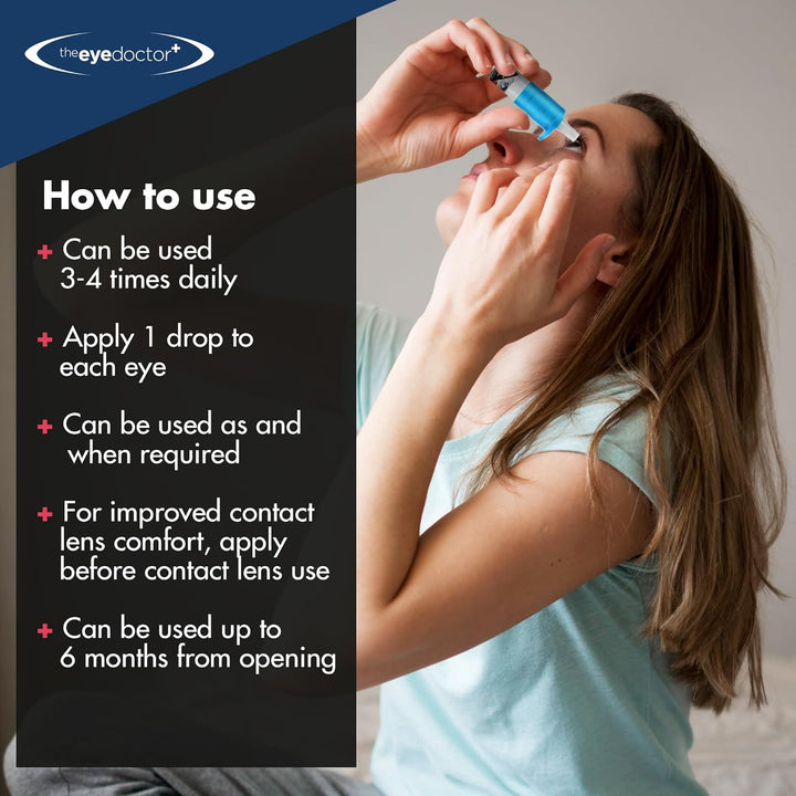 Intensive Dry Eye Drops - Preservative Free Eyedrops for Dry Eye Relief - Gently Calms Itchy, Sore & Infected Eyes - Suitable for Contact Lenses with 0.3% Sodium Hyaluronate - 10Ml