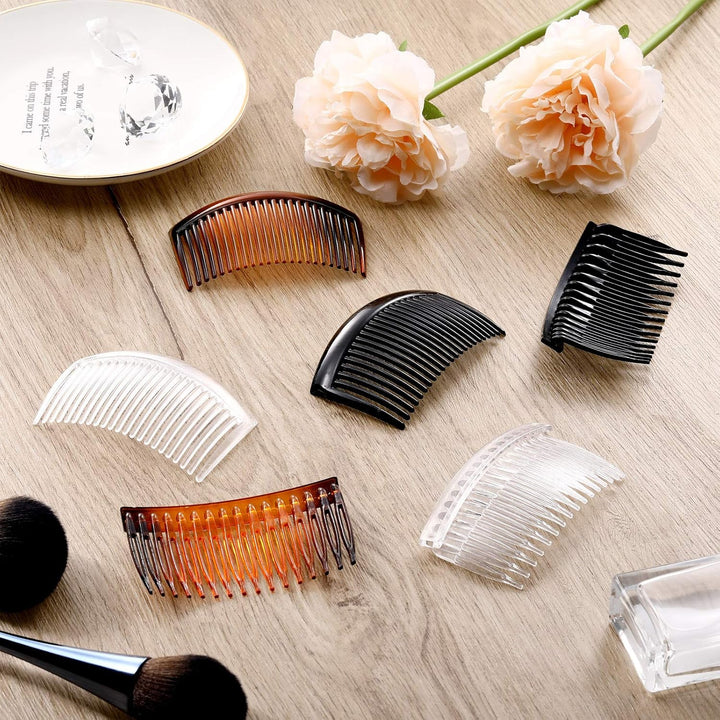 12 Pieces Women French Side Combs, Plastic Hair Combs Slides Twist Decorative for Girls Strong Hold Hair Clips Accessories for Bridal Wedding(16 and 23 Teeth)