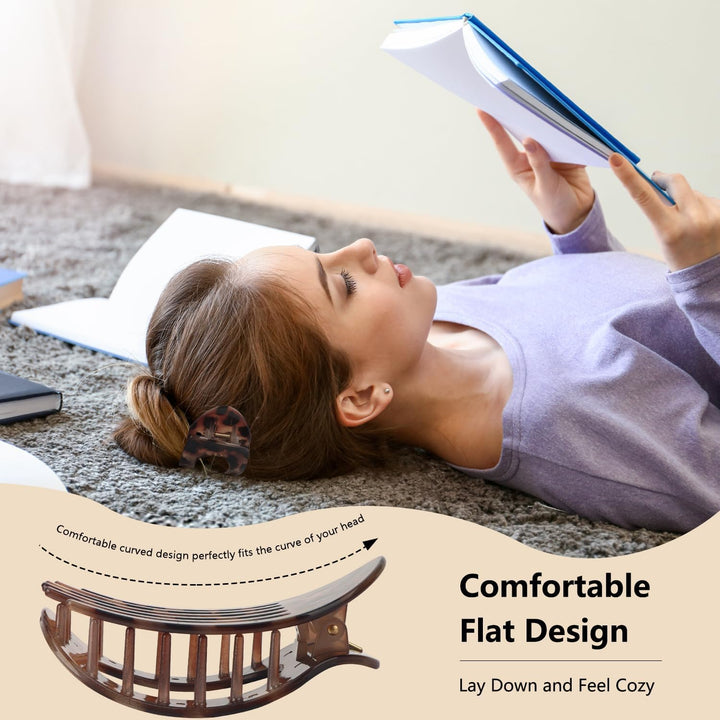 Flat Claw Clip, 4 Pcs Flat Hair Clips for Women, Curved Design Hair Clips for Thick Thin Hairs, Hair Accessories for Women and Girls