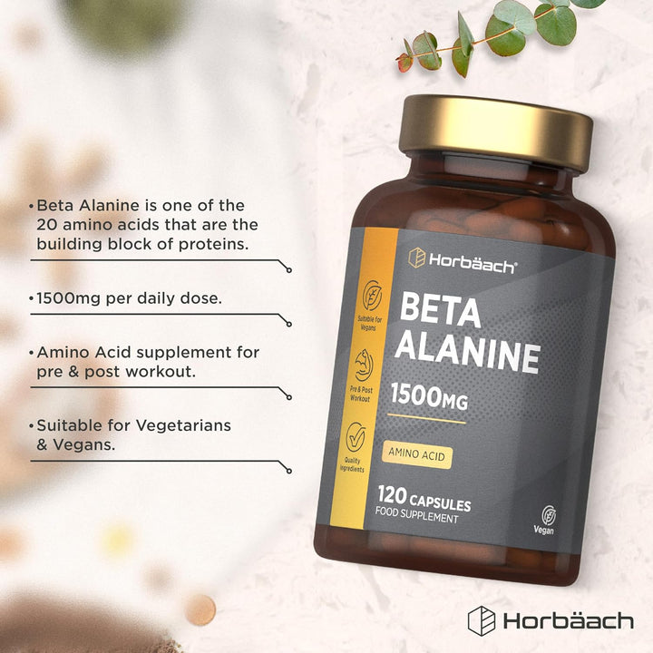 Beta Alanine 1500Mg | 120 Vegan Capsules | Premium Amino Acid Supplement for Men & Women | by
