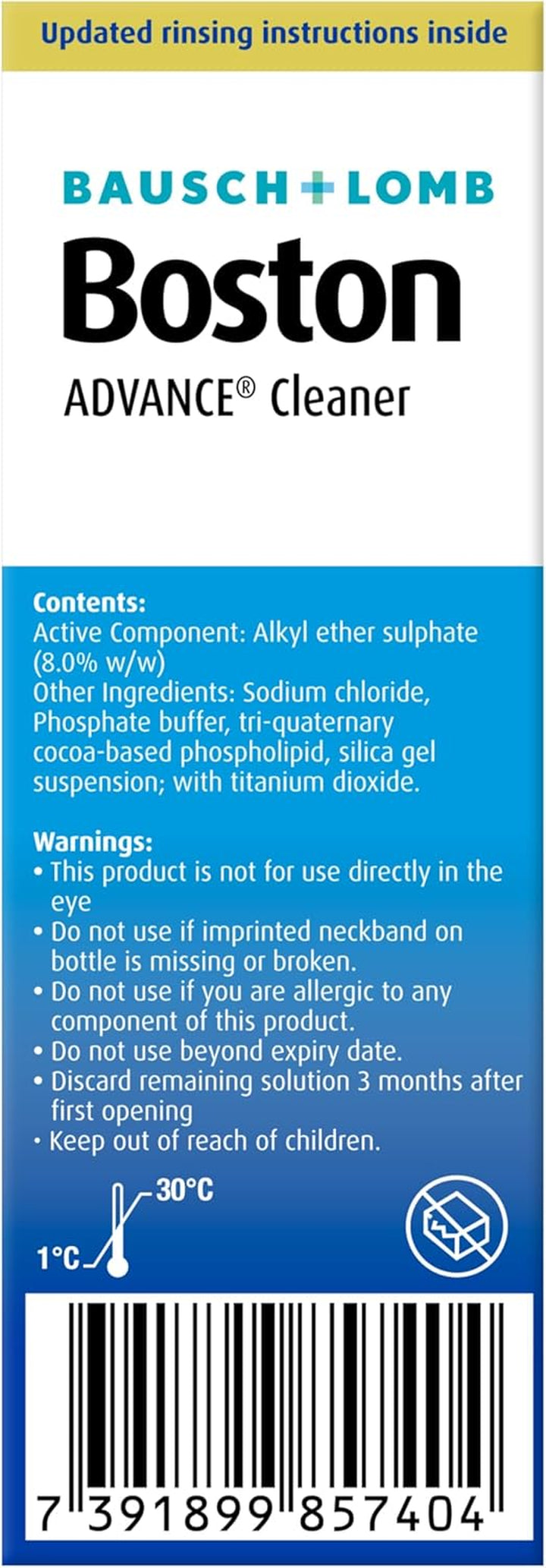 Advance Cleaner, Leaves Lenses Clean, Ready for Disinfection and Conditioning, for Rigid Gas Permeable (RGP) and Hard Contact Lenses, 30 Ml