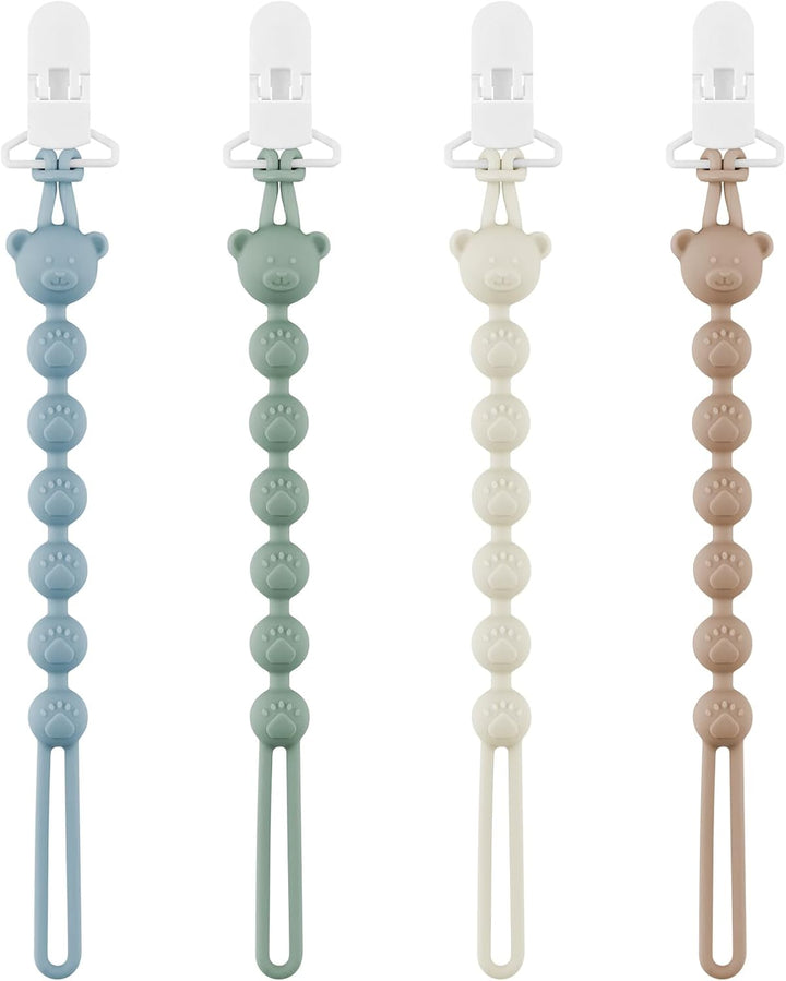4Pcs Dummy Clip Cotton Fabric Clips for Baby, Mam Soother Chain Holder Straps Teething Baby Teething Toys Fits All Pacifiers