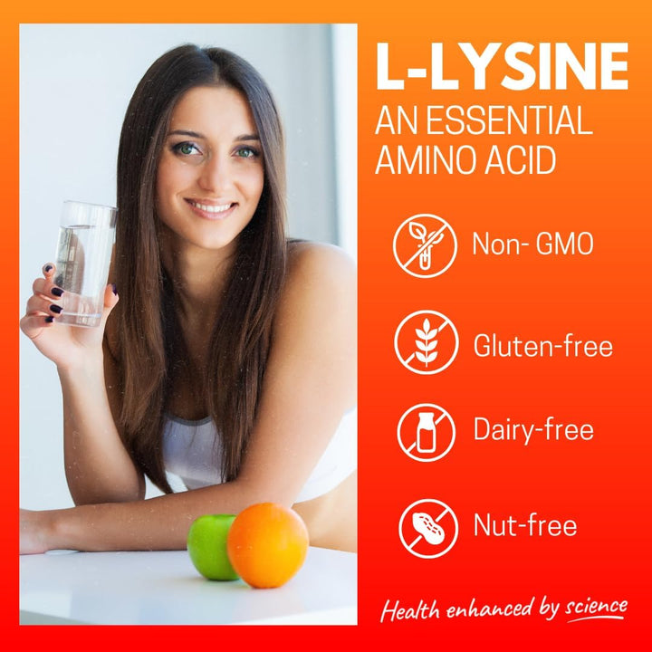 L-Lysine 1000Mg High Strength Tablets, 180 Vegan Tablets (6 Month Supply) Essential Amino Acid, Normal Growth & Muscle Turnover, Made in the UK by
